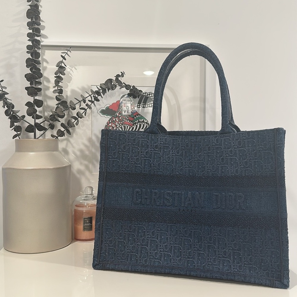 Dior Medium Denim Book Tote NWOT